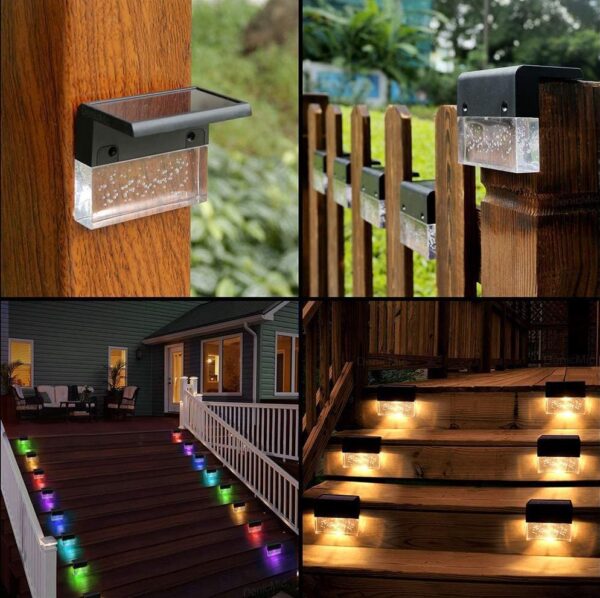 Waterproof New RGB LED Solar Light Step Fence Light - Image 3