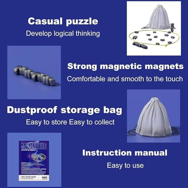 Magnetic Chess Strategy Game - Multiplayer Magnet Board Game, Strategy Table Top Magnet Game With Sponge Groove Rope, Portable Magnetic Battle Chess With Storage Bag 20 Magnetic-Belt Sponge Base - Image 3