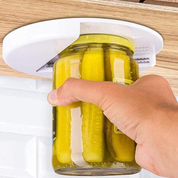 Creative Can Opener Under The Cabinet Self-adhesive Jar Bottle Opener Top Lid Remover Wet Grip Jar Opener EZ Jar Opener Weak Single Hand Under Cabinet Counter Lid Opener - Image 4